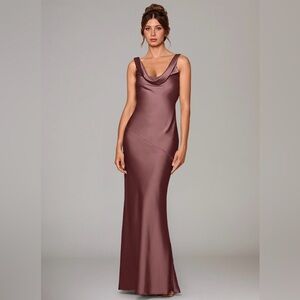 Azazie Vintage Mauve Stretch Satin Rylina Dress